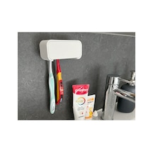 Yapışkanlı Duvar Tipi Diş Fırçası Asma Aparatı Delmesiz Banyo Düzenleyici Beyaz
