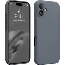 Apple iPhone Uyumlu   16 Plus Kılıf Nano İçi Kadife Silikon - Gri