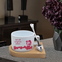 Anneler Günü Temalı Ahşap Altlıklı Seramik Fincan Hk2643