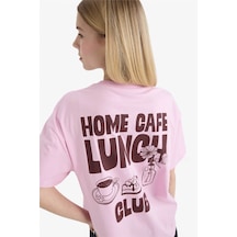 Defacto Oversıze Sırt Baskılı Pembe Kadın T-shirt G2510ax/pn606 Pembe