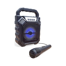 Upway Şarjlı Mikrofonlu Led Işıklı Bluetooth Hoparlör - Usb-aux-tf Kart-fm Radyo