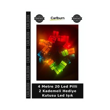 Özel Üretim Dekoratif Yılbaşı Parti 4 Metre 20 Led Pilli 2 Kademeli Hediye Kutusu Led Işık