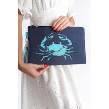 Mubiano Summer Kadın Lacivert Duck Keten Kumaş Yengeç Clutch & Portföy Çanta - Msly0110-lcv Lacivert