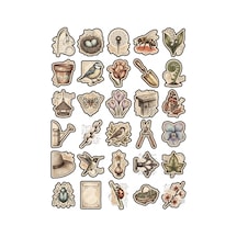 30 Adet Vintage Posta Pulu Çiçek Sticker Seti - Laptop Defter Scrapbook Çok Renkli