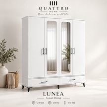 Lunea 4 Kapaklı Aynalı 2 Çekmeceli Gardırop Ahşap
