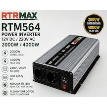 Rtrmax Rtm564 12v 2000w / 4000w Power Inverter Çevirici Usb Çıkışlı
