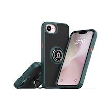Apple Uyumlu iPhone 16e Uyumlu Kılıf Montreal Yüzüklü Silikon Kapak - Yeşil
