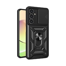 Samsung Galaxy Uyumlu A05 Kılıf Pars Lens Yüzüklü Silikon - Siyah Bz8683140657567