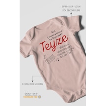 Bizi Çekemeyenlere Ne Diyorduk Teyze Baskılı Bebek Zıbını Çıtçıtlı Body %100 Pamuk Kısa Kol Pastel Pembe