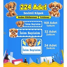 Sevimli Köpek Temalı Okul Kreş Kişiye Özel İsim Etiket Seti - Model 406 Çok Renkli