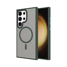 Galaxy Uyumlu S24 Ultra Kılıf Magsafe Destekli Kamera Yükseltili Mat Parmak İzi Tutmayan Silikon Pazarplus Koyu Yeşil