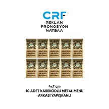 Gold Alüminyum 10 Adet Qr Karekodlu Restoran / Kafe Menüsü Arkası Yapışkanlı 4x7 Cm
