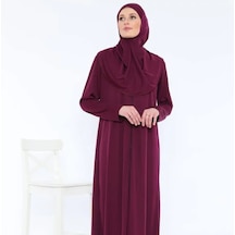 Aslınur Tek Parça Fermuarlı Namaz Elbisesi Mürdüm