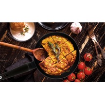 Titanium Serisi Yapışmaz Kaplamalı Dövme Alüminyum Wok Tava 28cm Siyah