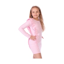 Toontoy Kız Çocuk Fırfır Detaylı Elbise Açık Pembe