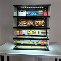 4lü Diorama Garaj 1/64 Ölçek Led Işıklı Usb Kablolu Pleksi Kapak Diorama Araç Sergileme Garajı