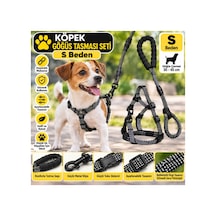 Senye Köpek Göğüs Tasması Seti Fitil S Beden - Siyah Reflektörlü Göğüs 30-45 Cm Çok Renkli