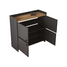 Aeka Ae-3060 Forum Antrasit/çam 4 Kapaklı, 4 Raflı, Çok Amaçlı Dolap,ayakkabılık, Kahve Köşesi, Antrasit - Çam