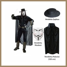 Bezos Vendetta Kostüm Seti Şapka Maske Pelerin 120 Cm 22 Diğer