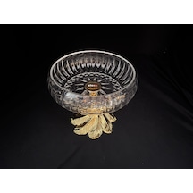 Aless Glass Luna Tüy Ayak Altın El Yapımı Cam Kase Sunumluk
