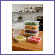 Bezos 6 Lı Derin Dondurucu Saklama Kabı & Organizeri 1 Lt 12,5x19,5x5,5 Cm Nıda Çok Renkli