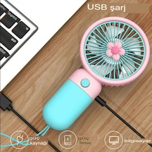 Mini El Fanı Şarjlı Taşınabilir Serinletici Vantilatör Pembe