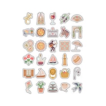 30 Adet Vintage Pastel Posta Pulu Sticker Seti - Laptop Defter Ajanda İçin Çok Renkli