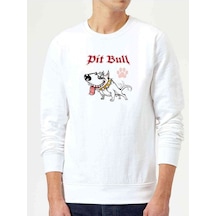 Pıtbull West Coast Baskılı Beyaz Erkek Örme Sweatshirt