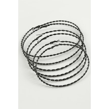 Burgulu - 285 - Metal Halka Küpe 6 - Nazblsmm - Adet Siyah