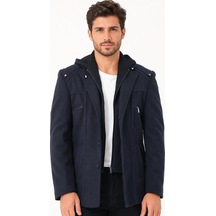 K9532 Dewberry Erkek Kaban-düz Lacivert