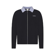 Calvin Klein Ls Boıled 100% Merıno Contrast C Erkek Lacivert Fermuarlı Ceket