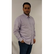 Tousus Büyük Beden Lila Çizgili Erkek Gömlek Btl-6113-tss