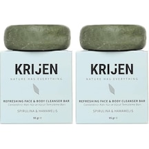 Krijen Canlandırıcı Etkili Spirulina & Hamamelis Yüz Ve Vücut Temizleme Barı 95 Gr 2 Paketi