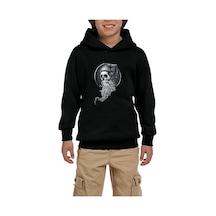 Zepplin Giyim Skull Kuru Kafa Hippy Siyah Çocuk Kapşonlu Sweatshirt Siyah