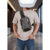 Newish Polo Newısh Polo Accessorıes Unisex Impertex Kumaş Suya Dayanaklı Omuz Ve Mini Sırt Çantası Gri - Erkek Bel Çantası Açık Gri - Siyah