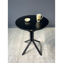 İkra Yuvarlak Siyah Balkon Masası Mutfak Yemek Masası 60 Cm