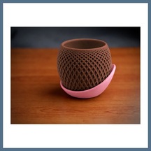 Buradabulabilirsin 3d Baskı Küre Saksı - Kafes Dokulu İki Parçalı Dekoratif Saksı - Kahverengi-pembe Bbz