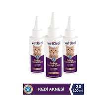 Veturel Kedi Yüz Temizleme Kulak Burun Ağız Çene Gözyaşı Lekesi Bakım Spreyi 3 x 100 ML