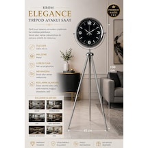 Krom Elegance 150 X 45 Cm Metal Tripod Ayaklı Saat
