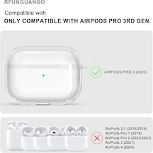 Soft Yumuşak Şeffaf Esnek Silikon Airpods Pro 3 İle Uyumlu Kulaklık Kılıfı Ve Karabina Anahtarlık Şeffaf, Airpods Pro 3