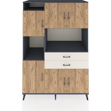Kronos Dolap 8 Raflı 2 Çekmeceli 6 Kapaklı 132x59x195 Antrasit-çam/aytaşı Atlas Çam/aytası