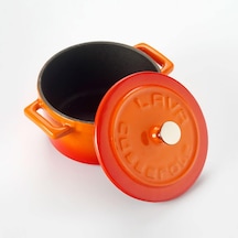 Metal Döküm Mini Tencere, Trendy, 10 Cm, 0.35 L Hacim, Turuncu Belirtilmemiş