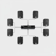 Siyaz Renk 8 Adet Hoparlör 1 Adet Anfi , Masaj Salanu, Spa, Hamam, Cafe, Mağaza Ses Sistemi