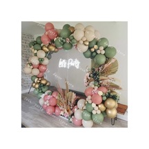 Krom Gold Küf Yeşili Ten Rengi Ve Toz Pembe Balon Zinciri 100 Adet Mix