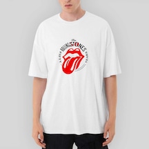 The Rolling Stones 50 Years Oversize Beyaz Tişört Beyaz