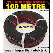 1 Top 100 Metre 100 M Siyah Hoparlör Ses Sistem Kablo 0.75 M