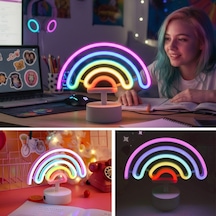 Plastik Gökkuşağı Neon Led Işık Dekoratif Renkli Masaüstü Ve Ambiyans Aydınlatması Renkli