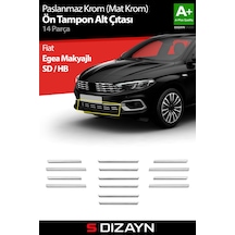 S-dizayn Fiat Egea Krom Ön Tampon Alt Çıtası Diamond Model 14 Prç. 2020 Üzeri Mat Krom A+ Kalite