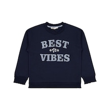 Civil Girls Best Vibes Nakışlı 6-9 Yaş Sweatshirt Lacivert