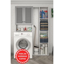 Kenzlife Membran Çamaşır Makinesi Dolabı Veronikasüpürge Gribyz Panjur 180 126 20 Mebran Kapak Mdf Gövde Arkalıksız Raflı Beyaz